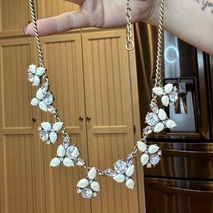 Elegant J Crew Gold and White Floral Necklace